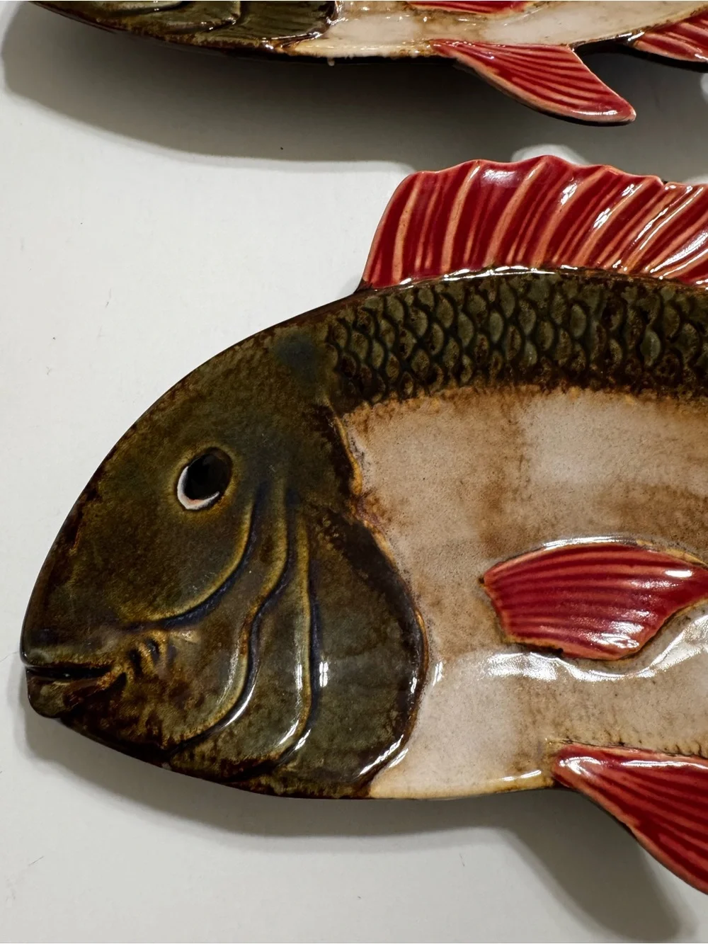 Vintage Pier 1 Imports Set of 2 Ceramic Fish Plates